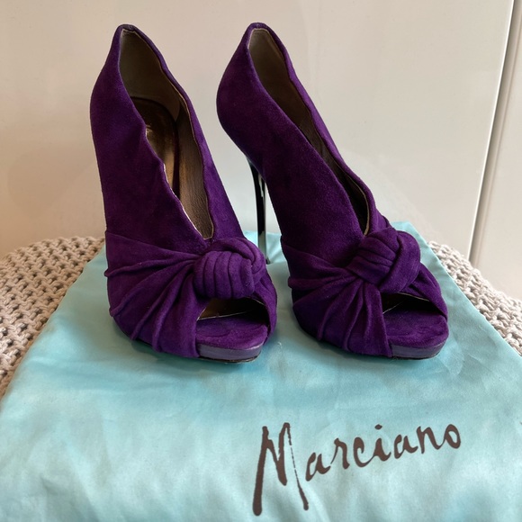MARCIANO Vintage - Purple with Silver Heels - Suede Knot Booties - Picture 2 of 9